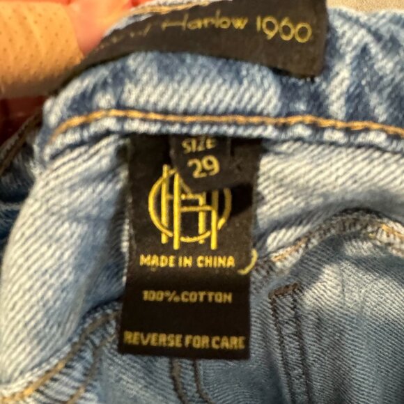 House Of Harlow 1960 Super High Rise Straight Jeans Split Hem Light Wash Size 29 - Picture 5 of 6